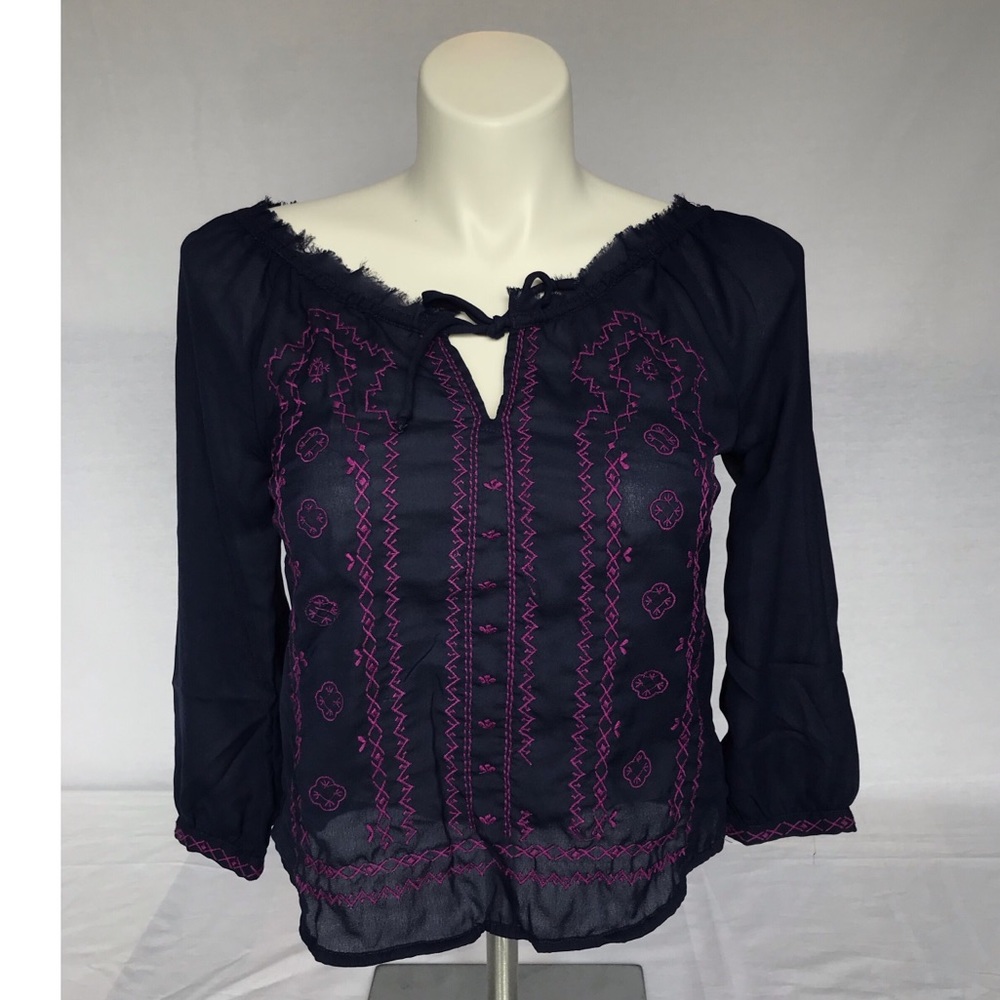AE Long Sleeves Embroidered Peasant Top